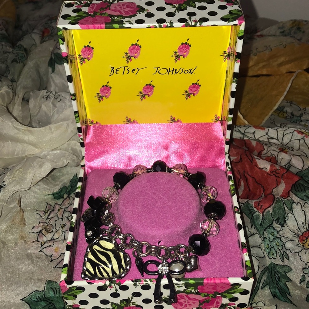 Betsey Johnson zebra themed charm bracelet